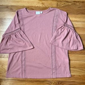 Lauren Conrad Pink Blouse - Cute Crochet Detail - Great Condition! 👚